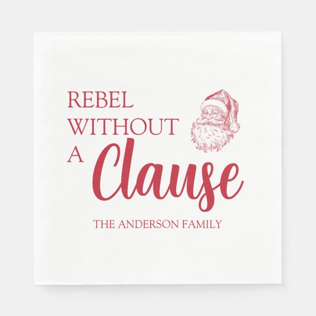 Servilleta De Papel Rebel Without A Clause Christmas Santa (Anverso)