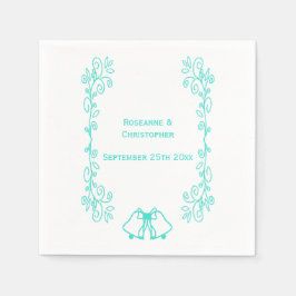 Servilleta De Papel Recepción de Boda con Campanas Turquesa y Filigran