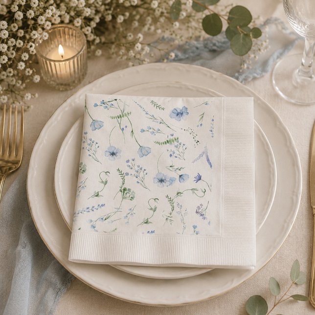 Servilleta De Papel Recepción de Boda con Flores Silvestres Azules y N (Subido por el creador)