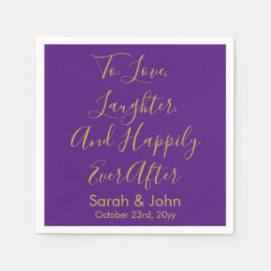 Servilleta De Papel Recepción de Boda con Guión Personalizado Purple G