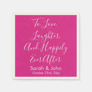Servilleta De Papel Recepción de boda con guiones personalizados rosa