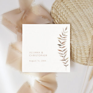 Servilleta De Papel Recepción de Boda con Hojas de Acuarela Elegantes