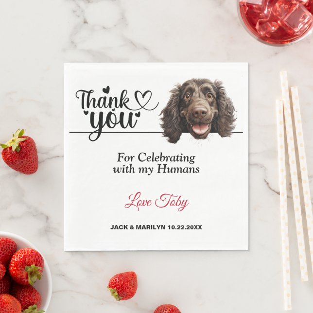 Servilleta De Papel Recepción de boda con perro Boykin Spaniel (In situ)