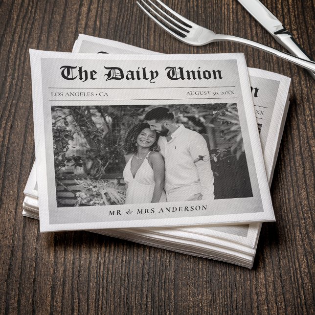 Servilleta De Papel Recepción de Boda de Artículo de Periódico (Newspaper Article Wedding Reception Napkins
)