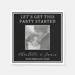 Servilleta De Papel Recepción De Boda De Fotografía Pareja Blanco Y Ne