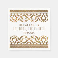 Recepción de Boda de Oro Art Deco Cockatil Napkin