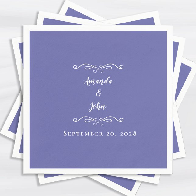 Servilleta De Papel Recepción de Boda Elegante Azul de Vinca Chic (Elegant Periwinkle Blue Chic Wedding Reception Napkins)