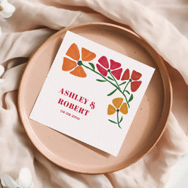 Servilleta De Papel Recepción de Boda Floral de Nouveau brillante y co