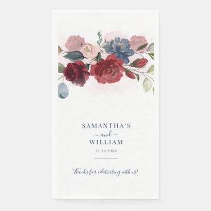 Servilleta De Papel Recepción de Boda Floral Rústica de Borgoña