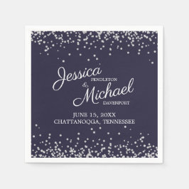 Servilleta De Papel Recepción de boda Purpurina blanco de plata azul d