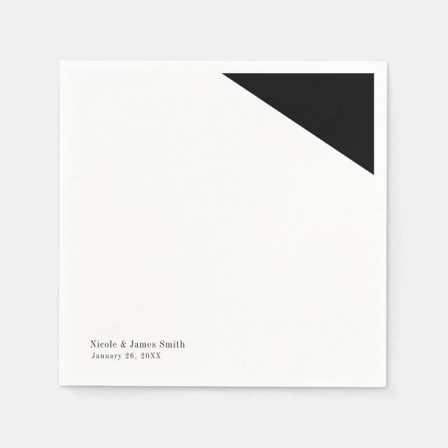 Servilleta De Papel Recepción de boda triangular con clase blanca y ne (Anverso)