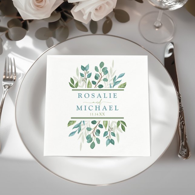 Servilleta De Papel Recepción de bodas de vegetación botánica (Botanical Greenery Wedding Paper Napkin )