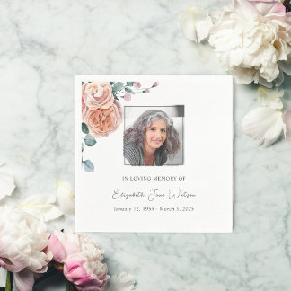 Servilleta De Papel Recepción Funeral En Rosas De Memoria Amada