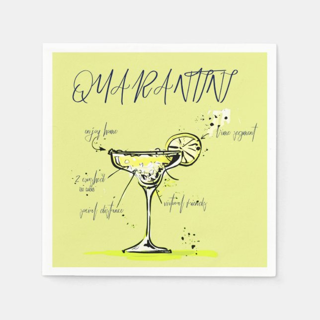Servilleta De Papel Receta de cóctel de aislamiento social de Quaranti (Anverso)