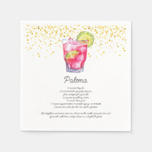 Servilleta De Papel Receta de Cóctel de Bebida Personalizada Paloma Ac