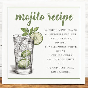 Servilleta De Papel Receta de Cóctel de Mojito / Fiesta de Verano