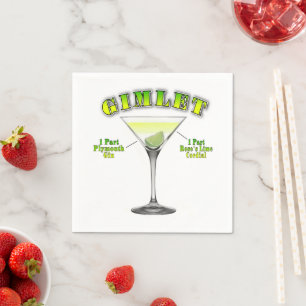 Servilleta De Papel Receta de Cóctel Gimlet Martini Arte