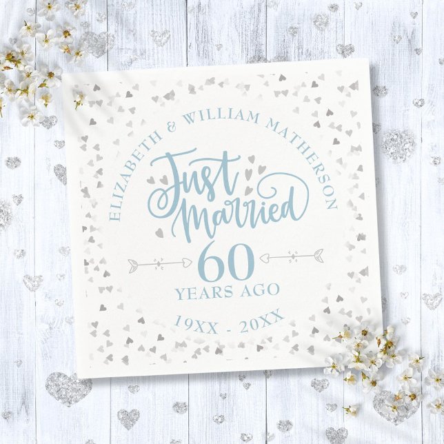 Servilleta De Papel Recién casados 60 aniversario de bodas (Just Married 60th Wedding Anniversary Napkins)