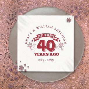 Servilleta De Papel Recién Casados Ruby 40 Aniversario de Boda