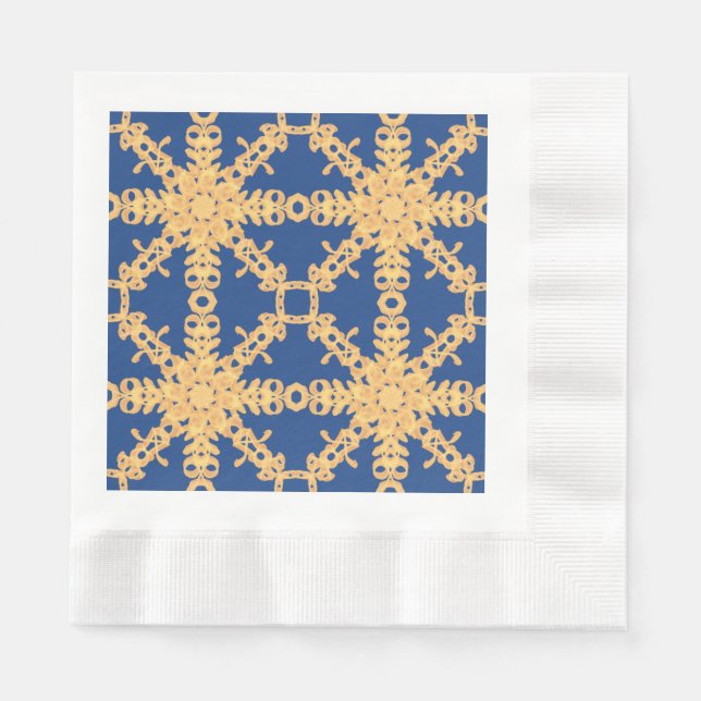 Servilleta De Papel Recogida en azul y oro (Anverso)