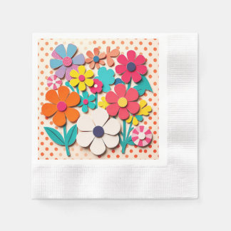 Servilleta De Papel Recortes gráficos florales de los años 1960