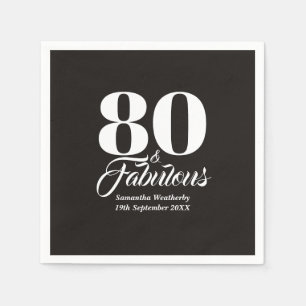 Servilleta De Papel Recuerdo de fiesta de tipografía blanca de 80 años