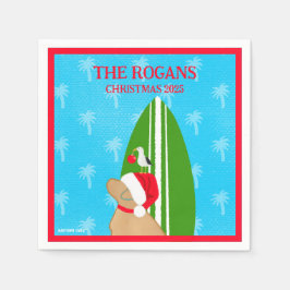 Servilleta De Papel Recuperar Navidades de Surfboard de Perro Santa