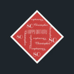 Servilleta De Papel Red 80th Birthday Party Repeat Name, Papel<br><div class="desc">ELIJA SU COLOR y cree su propia servilleta de papel elegante y personalizada para una fiesta de cumpleaños número 80 o cualquier otra ocasión. El nombre y la edad se repiten en blanco. Este estilo tiene un fondo rojo predeterminado, pero puede seleccionar fácilmente un color de fondo diferente. ¡Eres el...</div>