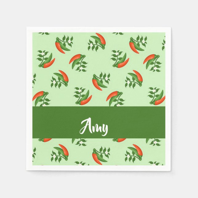 Servilleta De Papel Red and green chili peppers pattern (Anverso)