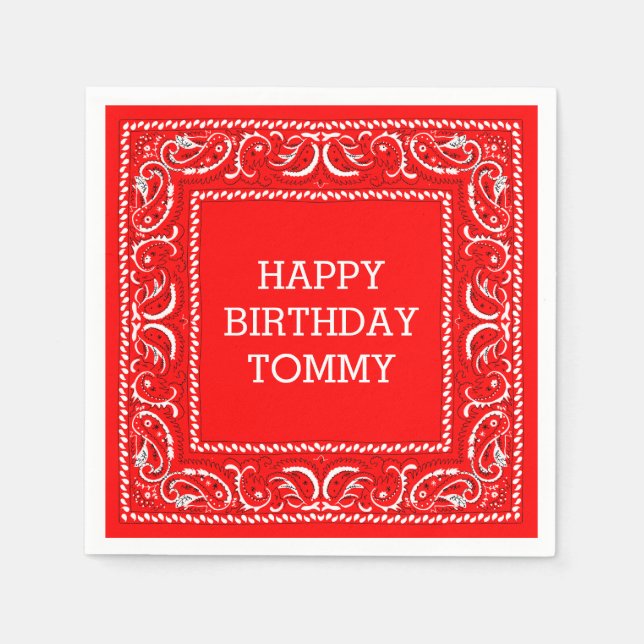 Servilleta De Papel Red Bandana | Cocktail Napkin (Anverso)