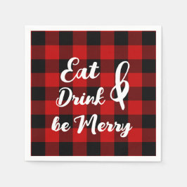 Servilleta De Papel Red Black Buffalo Gingham Check Paper Napkin