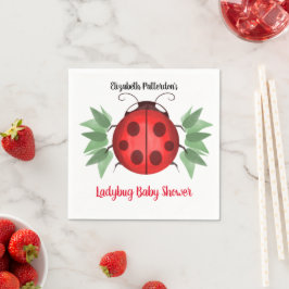 Servilleta De Papel Red Black Green Ladybug Watercolor Baby Shower