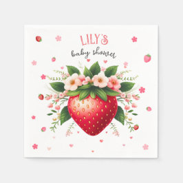 Servilleta De Papel red boho Strawberry Baby Shower | Berry Sweet