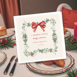 Servilleta De Papel Red Bow Merry Little Christmas Baby Shower
