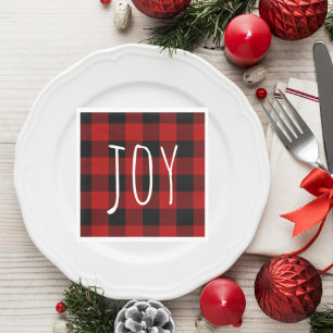 Servilleta De Papel Red Buffalo Plaid & Joy Feliz feriado