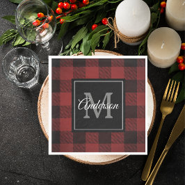 Servilleta De Papel Red Buffalo Plaid | Personal Inicial | Napkin de r