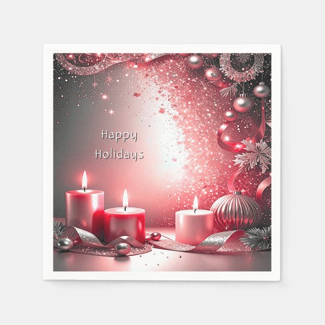 Servilleta De Papel Red Candles Decorative Christmas Holiday Napkin (Anverso)