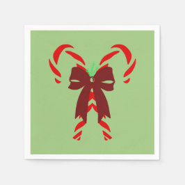 Servilleta De Papel Red Candy Canes with Pine Needles & Bow
