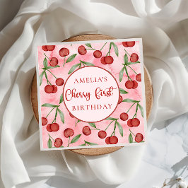 Servilleta De Papel Red Cherry, primer cumpleaños Papel Napkin