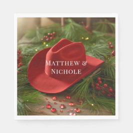 Servilleta De Papel Red Christmas Cowboy Hat Wedding