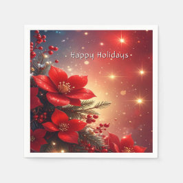 Servilleta De Papel Red Christmas Floral Holiday Napkin
