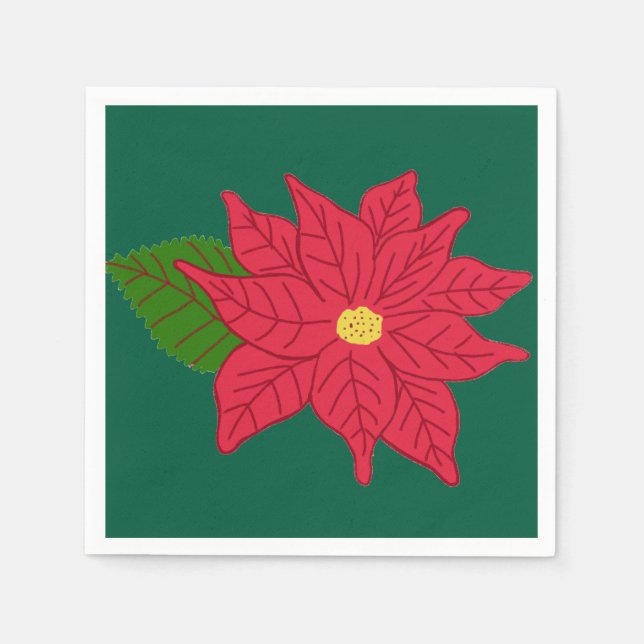 Servilleta De Papel Red Christmas Poinsettia  (Anverso)