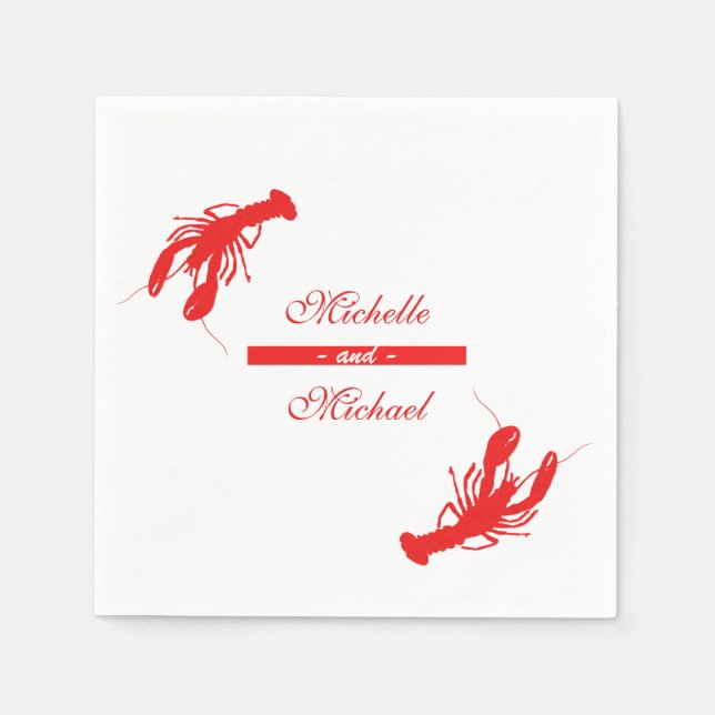 Servilleta De Papel Red Crawfish Lobster Coctail Napkins (Anverso)