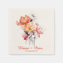 Servilleta De Papel Red Cubes&Flowers: Personalized Wedding Napkins