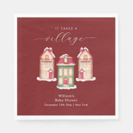 Servilleta De Papel Red Cute Snow Gingerbread Village Baby Shower 