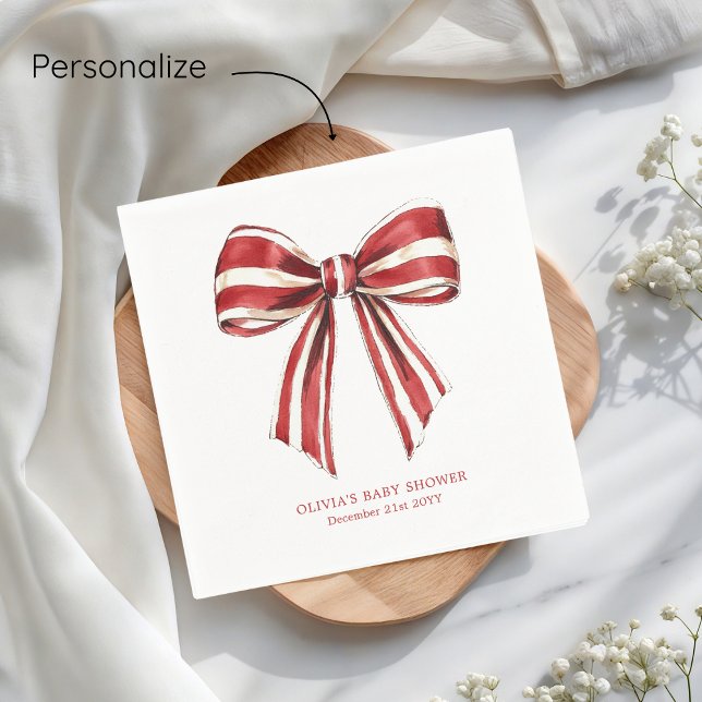 Servilleta De Papel Red de navidades | Baby Shower White Coquette Bow (Subido por el creador)