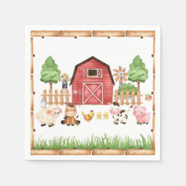Servilleta De Papel Red Farm Animals Baby Shower