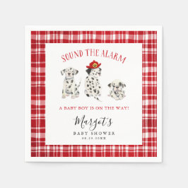 Servilleta De Papel Red Firefighter Puppy Baby Shower