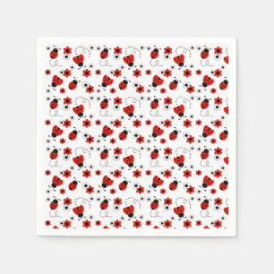 Servilleta De Papel Red Floral Ladybugs