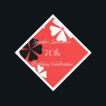 Servilleta De Papel Red Floral Nombre Simple 70th Birthday Party Paper<br><div class="desc">Un fondo de rojo brillante con flores negras y blancas decora esta singular y divertida servilleta de papel fiesta simple, minimalista y floral. Aunque el valor predeterminado es "Cumpleaños 70", se puede cambiar fácilmente el texto por nombre, número de años y evento. ¡Muy femenina y niñita! Platos coincidentes disponibles en...</div>